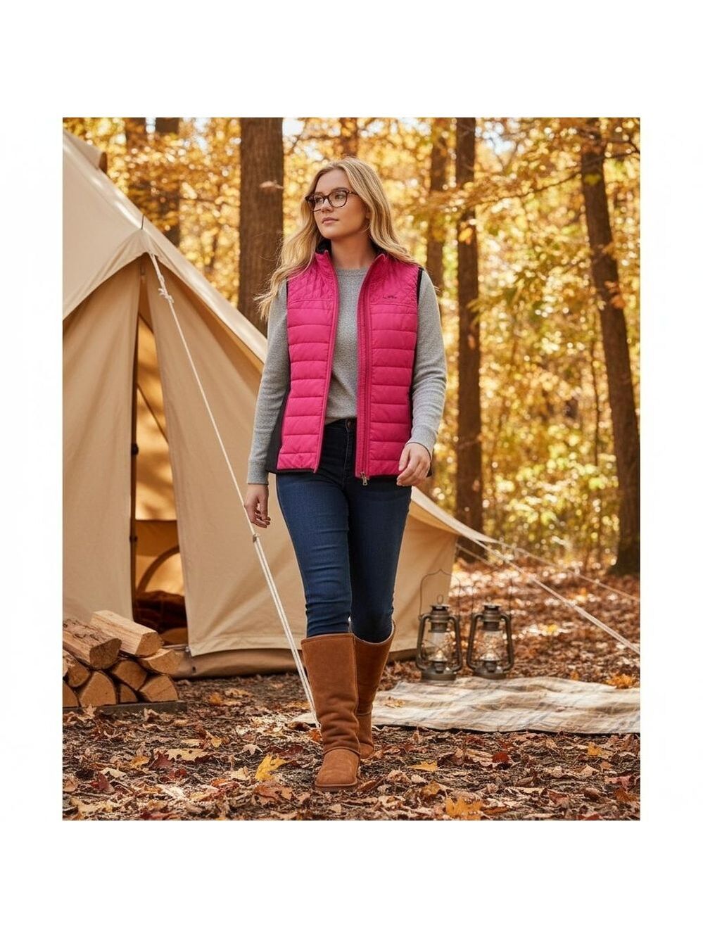 Lauren Ralph Lauren Active Pink And Black Puffer Vest Size Large
